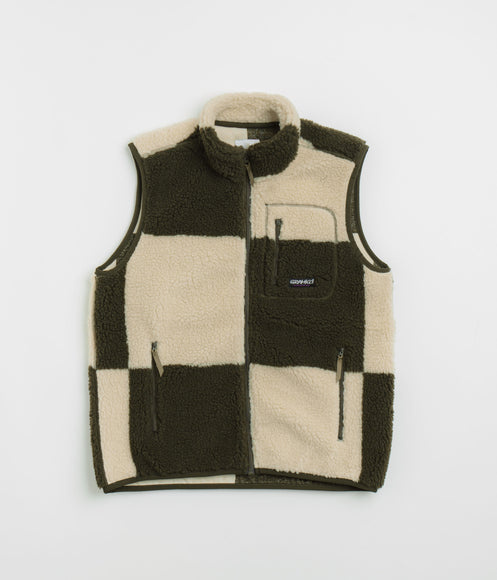 Gramicci Checkered Sherpa Vest - Natural / Olive Check