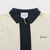 Grand Collection Knit 1/4 Zip Sweatshirt - Navy / Cream thumbnail