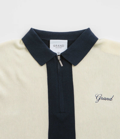 Grand Collection Knit 1/4 Zip Sweatshirt - Navy / Cream