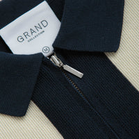 Grand Collection Knit 1/4 Zip Sweatshirt - Navy / Cream thumbnail