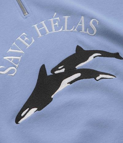 Helas Save Helas Quarter Zip Sweatshirt - Grey Blue