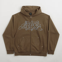 HUF Outlines Heavyweight Full Zip Fleece - Brown thumbnail