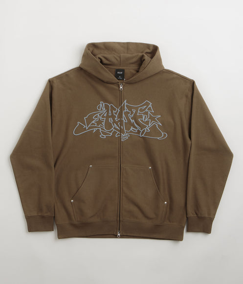 HUF Outlines Heavyweight Full Zip Fleece - Brown