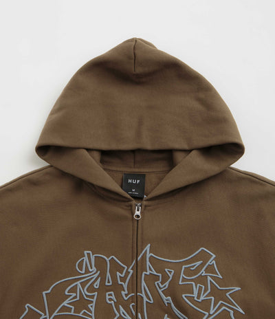 HUF Outlines Heavyweight Full Zip Fleece - Brown