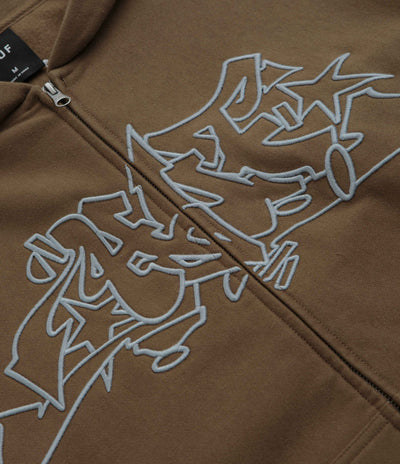 HUF Outlines Heavyweight Full Zip Fleece - Brown