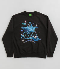 HUF Space Dolphins Wash Crewneck Sweatshirt - Black