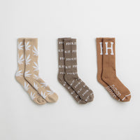 HUF Variety Socks (3 Pack) - Brown thumbnail