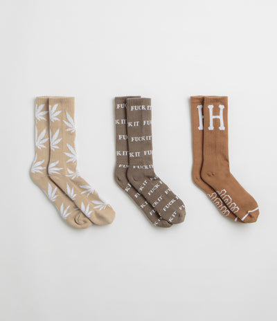 HUF Variety Socks (3 Pack) - Brown