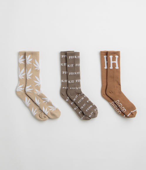 HUF Variety Socks (3 Pack) - Brown