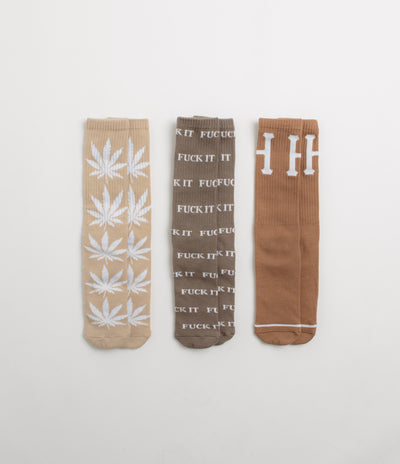 HUF Variety Socks (3 Pack) - Brown