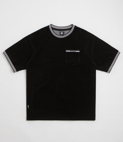 Magenta Velours Pocket T-Shirt - Black