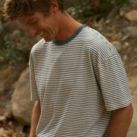 Mollusk Hemp T-Shirt - Natural / Indigo Stripe thumbnail