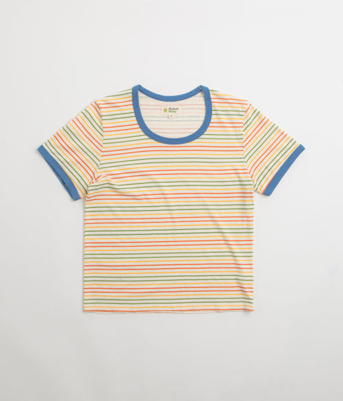 Mollusk Womens Ringer T-Shirt - Red / Gold / Green Stripe