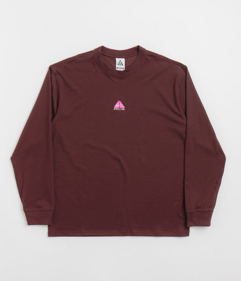 Nike ACG Lungs Long Sleeve T Shirt Burgundy Crush Flatspot