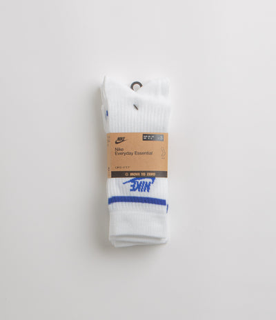 Nike Everyday Essential Crew Socks (3 Pair) - White / Game Royal / Game Royal