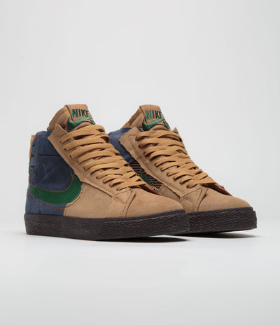 Nike SB Blazer Mid Premium Shoes - Legend Dark Brown / Fir - Obsidian