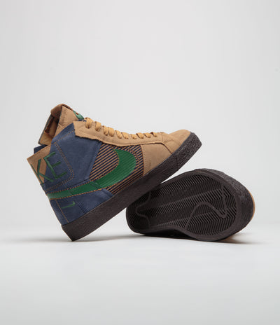 Nike SB Blazer Mid Premium Shoes - Legend Dark Brown / Fir - Obsidian