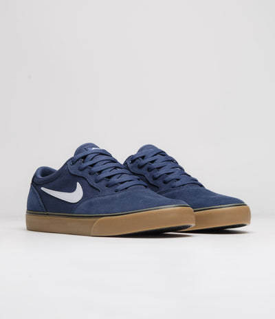 Nike SB Chron 2 Shoes - Navy / White - Navy - Gum Light Brown