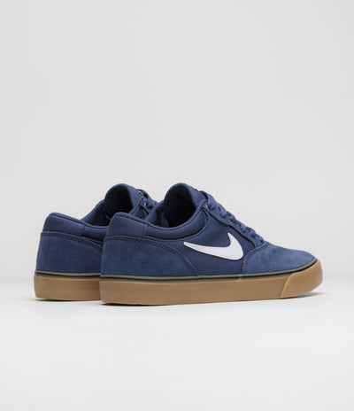 Nike SB Chron 2 Shoes - Navy / White - Navy - Gum Light Brown