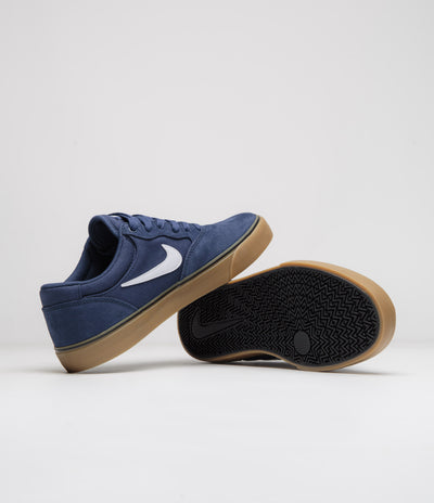 Nike SB Chron 2 Shoes - Navy / White - Navy - Gum Light Brown