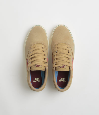 Nike SB Chron 2 Shoes - Parachute Beige / Dark Team Red