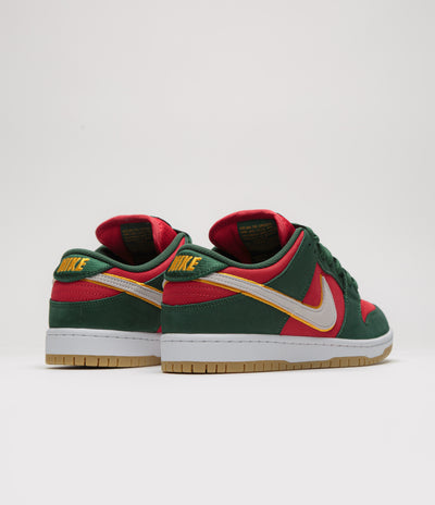 Nike SB Dunk Low Pro Premium Shoes - Fir / White - University Gold - Fire Red