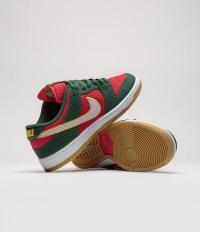 Nike SB Dunk Low Pro Premium Shoes - Fir / White - University Gold - Fire Red