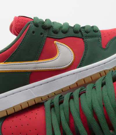 Nike SB Dunk Low Pro Premium Shoes - Fir / White - University Gold - Fire Red