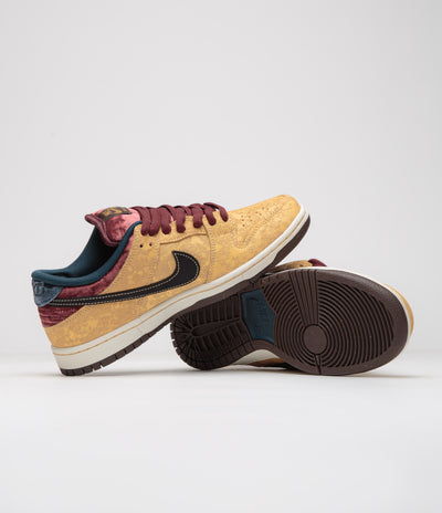 Nike SB Dunk Low Pro ‘City of Cinema’ Shoes - Celestial Gold / Black - Dark Team Red