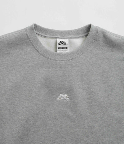 Nike SB Essential Logo Crewneck Sweatshirt - Dark Grey Heather / White