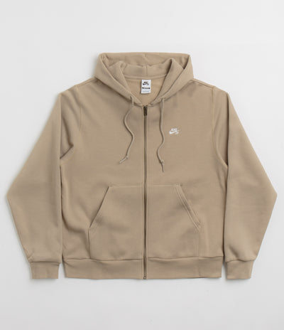 Nike SB Essential Logo Full Zip Hoodie - Khaki / White