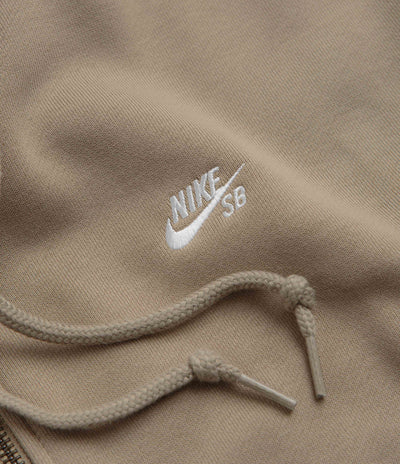 Nike SB Essential Logo Full Zip Hoodie - Khaki / White