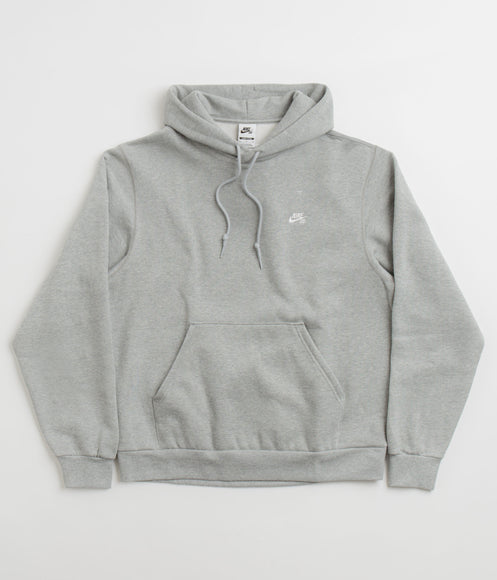 Nike SB Essential Small Logo Hoodie - Dark Grey Heather / White