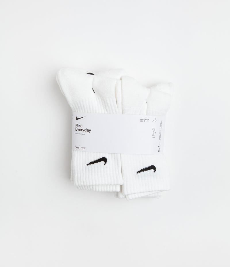 Nike SB Everyday Cushioned Crew Socks (6 Pack) - White / Black | Flatspot