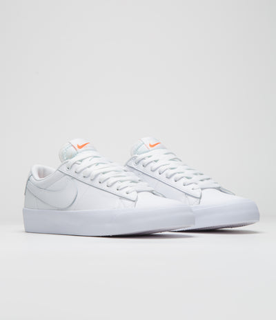 Nike SB Orange Label Blazer Low Pro GT Shoes - White / White - White - White