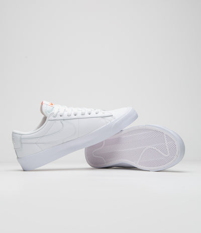 Nike SB Orange Label Blazer Low Pro GT Shoes - White / White - White - White