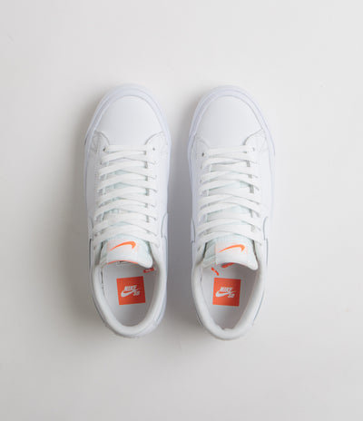 Nike SB Orange Label Blazer Low Pro GT Shoes - White / White - White - White