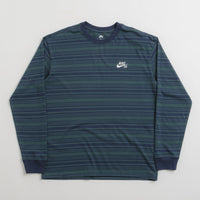 Nike SB Stripe Long Sleeve T-Shirt - Midnight Navy / Deep Jungle thumbnail