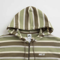 Nike SB Striped Full Zip Hoodie - Coconut Milk / Oil Green / White thumbnail