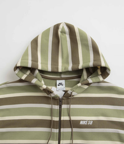 Nike SB Striped Full Zip Hoodie - Coconut Milk / Oil Green / White