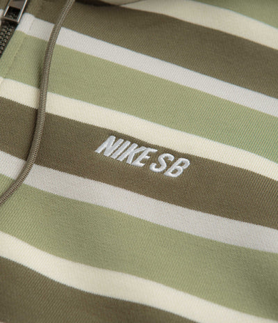 Nike SB Striped Full Zip Hoodie - Coconut Milk / Oil Green / White