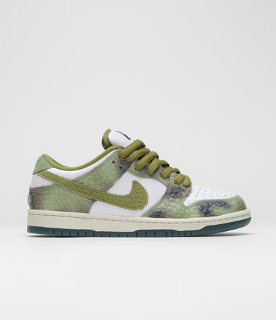 Nike SB x Alexis Sablone Dunk Low Pro 'Chameleon' Shoes - Oil Green / Desert Moss - White