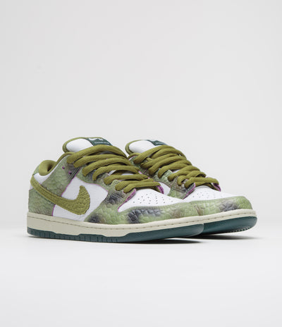 Nike SB x Alexis Sablone Dunk Low Pro 'Chameleon' Shoes - Oil Green / Desert Moss - White