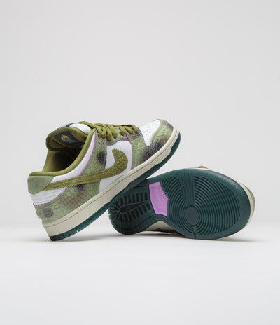 Nike SB x Alexis Sablone Dunk Low Pro 'Chameleon' Shoes - Oil Green / Desert Moss - White