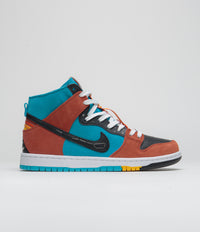 Nike SB x Di'Orr Greenwood Dunk High Decon Shoes - Turquoise Blue / Black - Rugged Orange