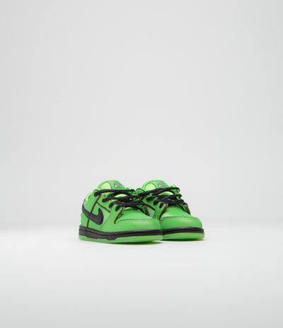 Nike SB x Powerpuff Girls Dunk Low Pro 'Buttercup' (Toddler) Shoes - Mean Green / Black - Mean Green - Lotus Pink