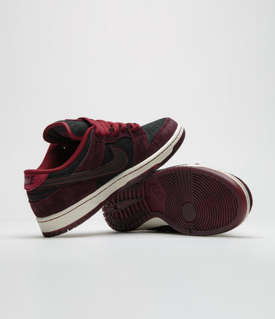 Nike SB x RIOT Skateshop Dunk Low Pro Shoes - Mahogany / Dark Beetrot - Team Red - Sail