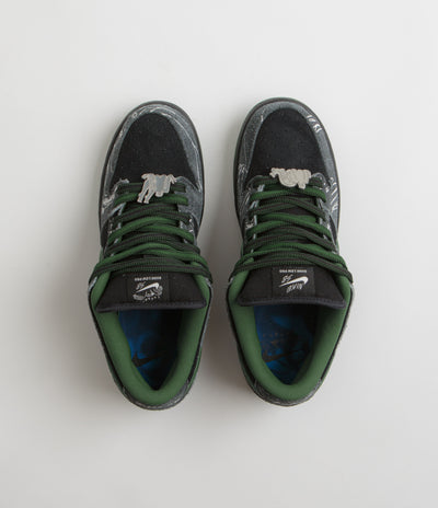 Nike SB x There Skateboards Dunk Low Shoes - Black / Gorge Green - Summit White