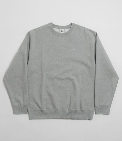 Nike Solo Swoosh Crewneck Sweatshirt - Dark Grey Heather / White