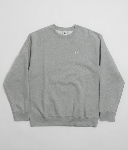 Nike Solo Swoosh Crewneck Sweatshirt - Dark Grey Heather / White